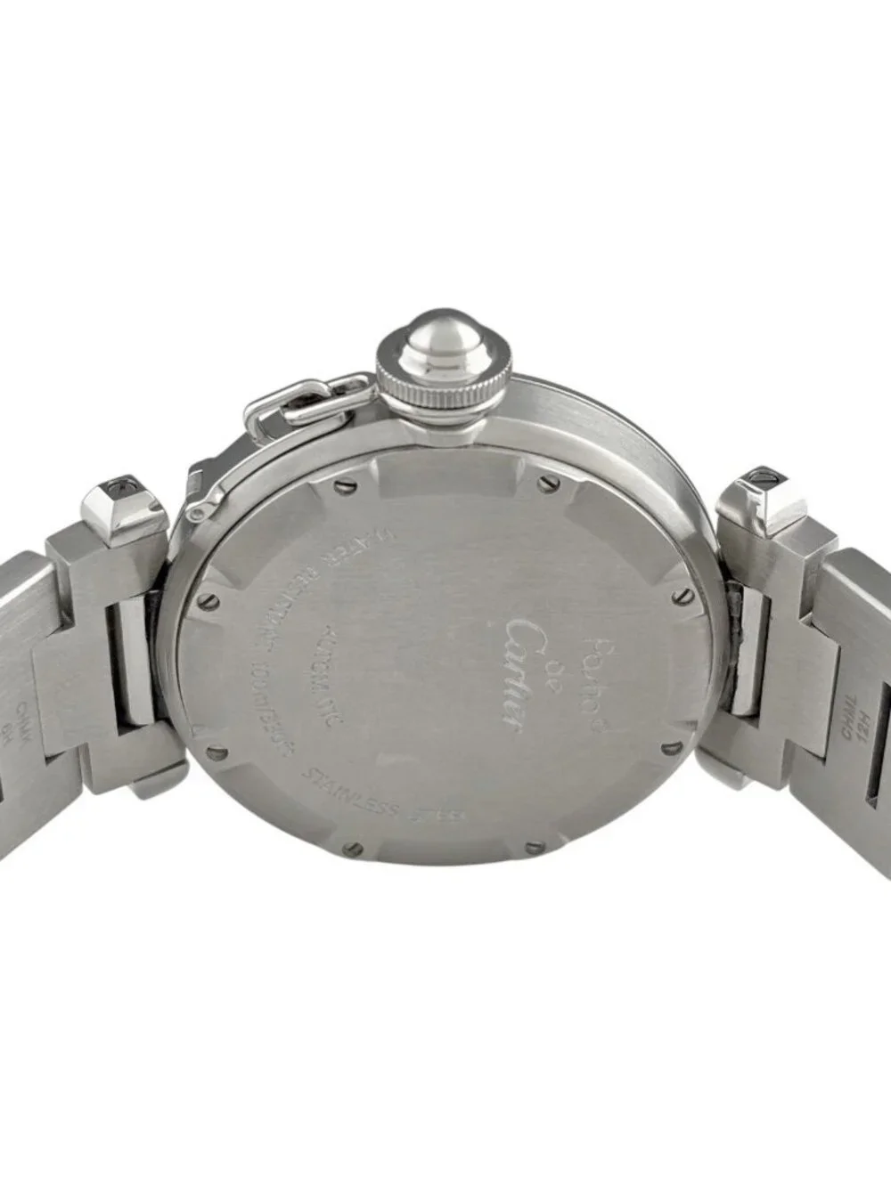 Cartier Pasha C Meridian GMT Watch SS Automatic Winding Silver